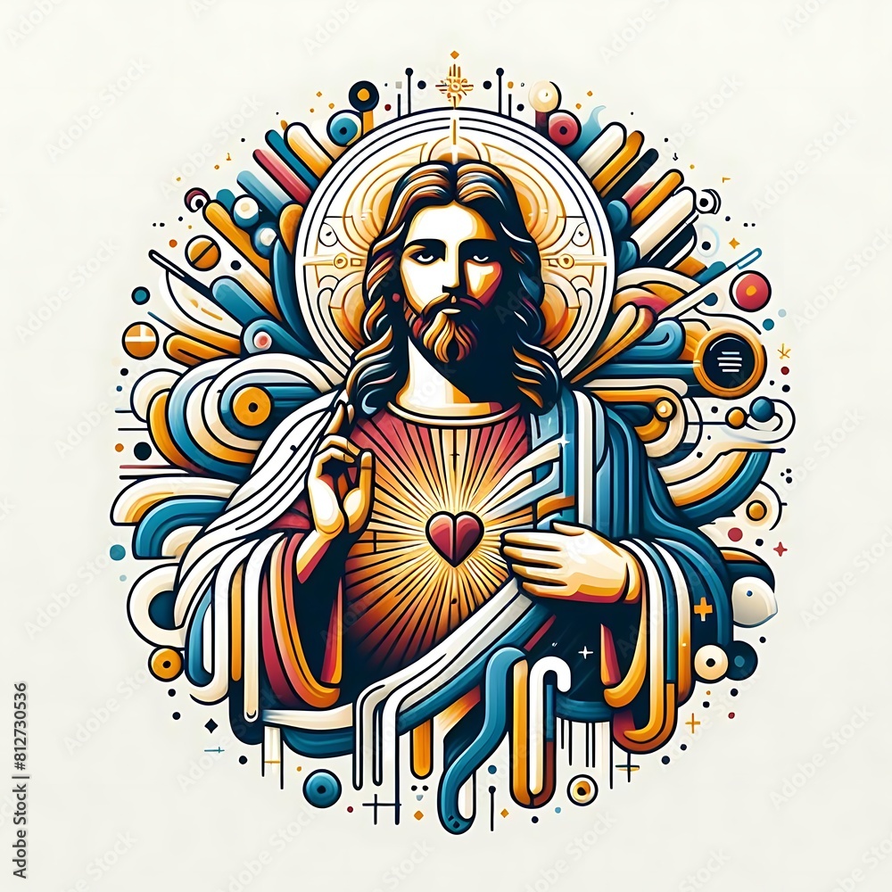 A graphic of a jesus christ with his arms raised image photo lively used for printing illustrator.