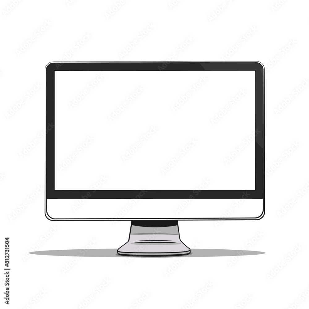 Minimalist computer monitor with a blank screen on a white background. Minimalist computer monitor with a blank screen on a white background.
