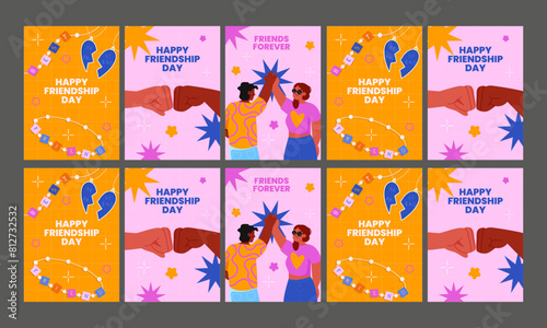 happy friendship day social media post vector flat design