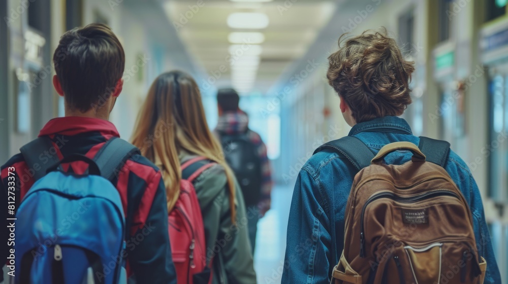 Cropped shot of unrecognizable university students in a campus corridor. Cropped shot of unrecognizable university students in a campus corridor.