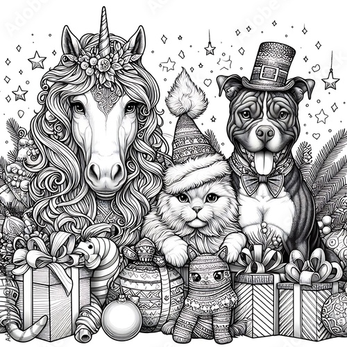 Wallpaper Mural Many animals include dogs cats unicorns with gifts art photo attractive has illustrative meaning illustrator. Torontodigital.ca