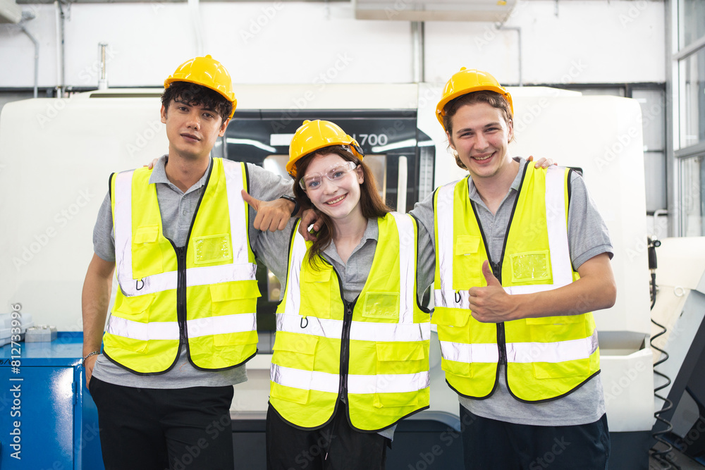 Professional team of engineerings or technicians are having a cheerful or happiness moment after complete or success of team working or result, concept of technology expertise, factory and industry. Professional team of engineerings or technicians are having a cheerful or happiness moment after complete or success of team working or result, concept of technology expertise, factory and industry.