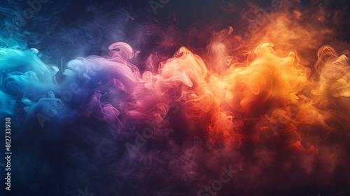 Eye-Catching Colorful Light Bokeh Background Vector with Rainbow Smoke and Particles photo