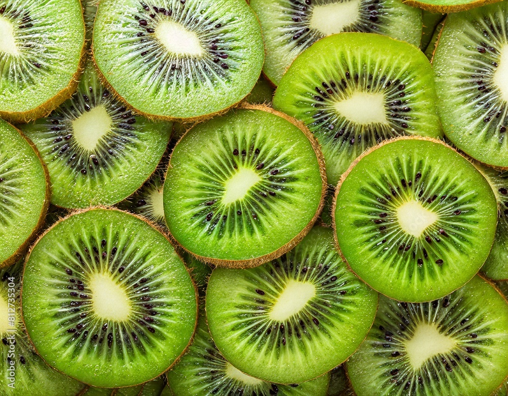 many slices of kiwi fruit close-up texture many slices of kiwi fruit close-up texture