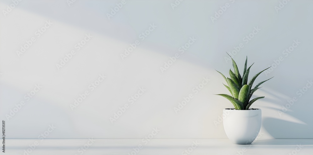 Mini Plant D Rendering on White Wall Background A Modern Minimal Interior Design Mockup Template