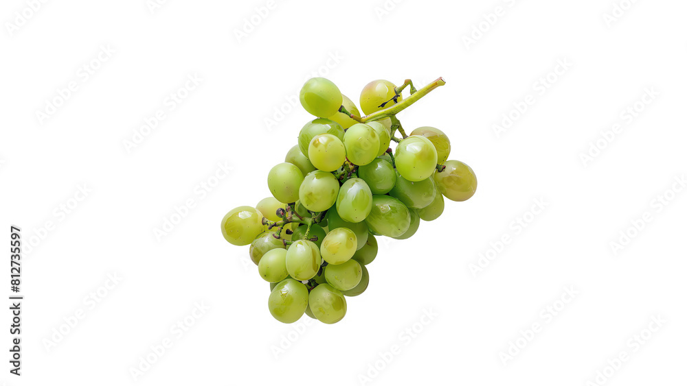 A bunch of green grapes isolated on a transparent background.
