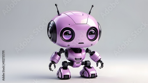 A charming robot in soft pastel hues, rendered in cute chibi style. © Dine Creatives