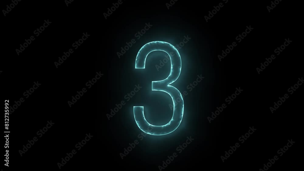 Number 3 animated in loop with neon colors. Graphic element for countdown. Number 3 animated in loop with neon colors. Graphic element for countdown.