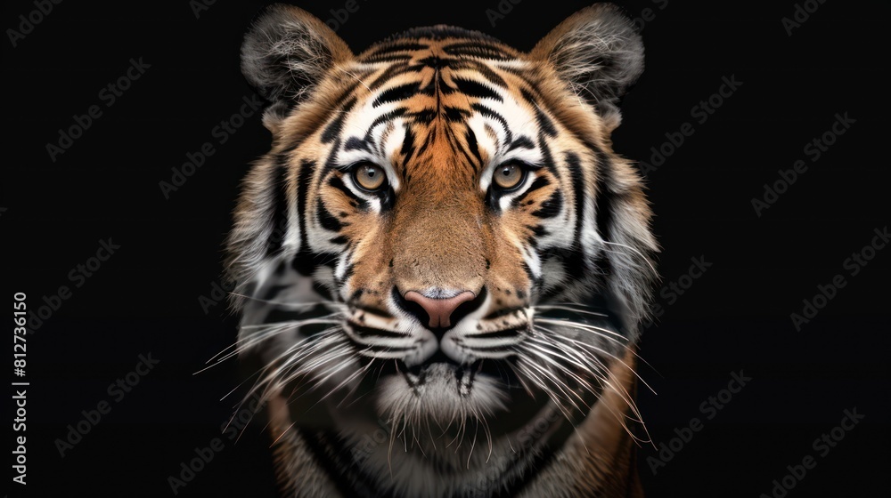 close up Tiger with a black background close up Tiger with a black background