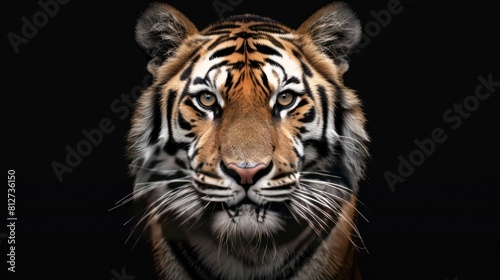 close up Tiger with a black background