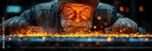 female American blacksmith creating unique handforged jewelry pieces photo