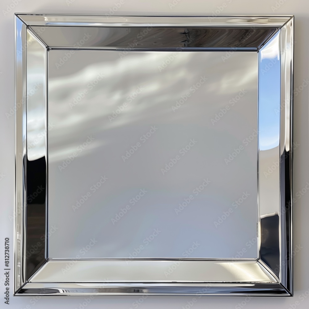 A square mirrored chrome frame with rounded bevel. A square mirrored chrome frame with rounded bevel.