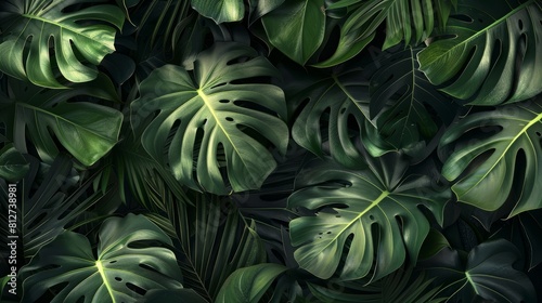 Monstera leafs background suitable for wallpaper or to represent as backdrop or mockup.