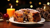 Fruitcake with Traditional Christmas dessert UHD Wallpaper