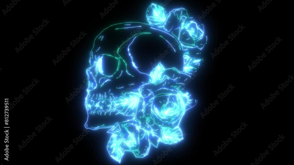 video of human skulls with roses
