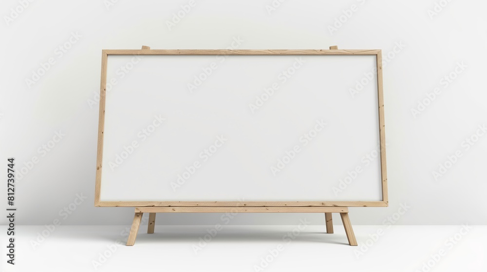 A-frame banner mockup with a blank wooden frame isolated on a white background. A-frame banner mockup with a blank wooden frame isolated on a white background.