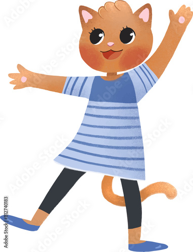 Happy cat character with t-shirt cute png (ID: 812740183)