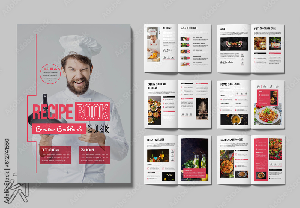 Recipe Book Creator Template Cookbook Design Layout Stock Template