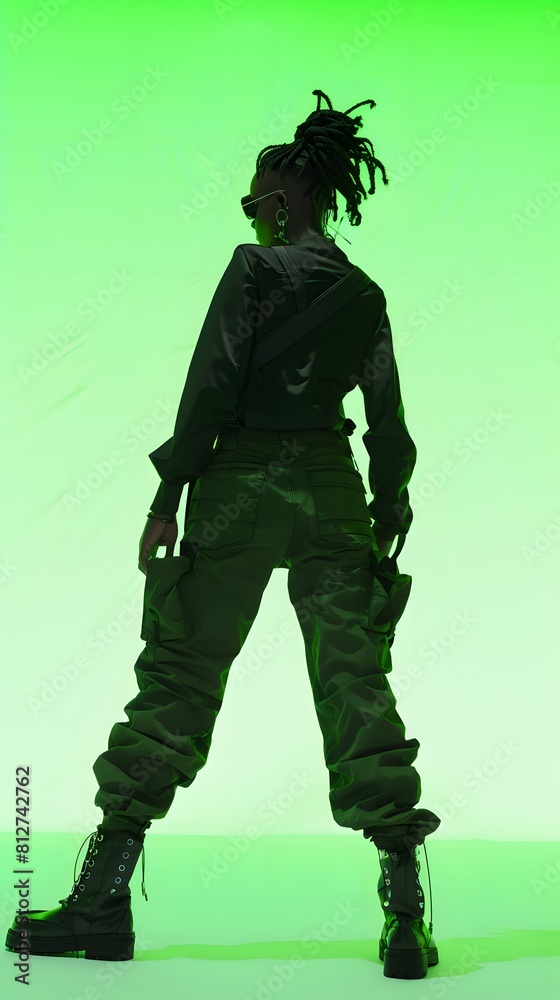 3D illustration of cyberpunk character on green screen. cyborg, humanoid, robot. 3D illustration of cyberpunk character on green screen. cyborg, humanoid, robot.