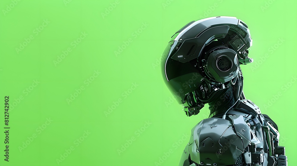 3D illustration of cyberpunk character on green screen. cyborg, humanoid, robot. 3D illustration of cyberpunk character on green screen. cyborg, humanoid, robot.