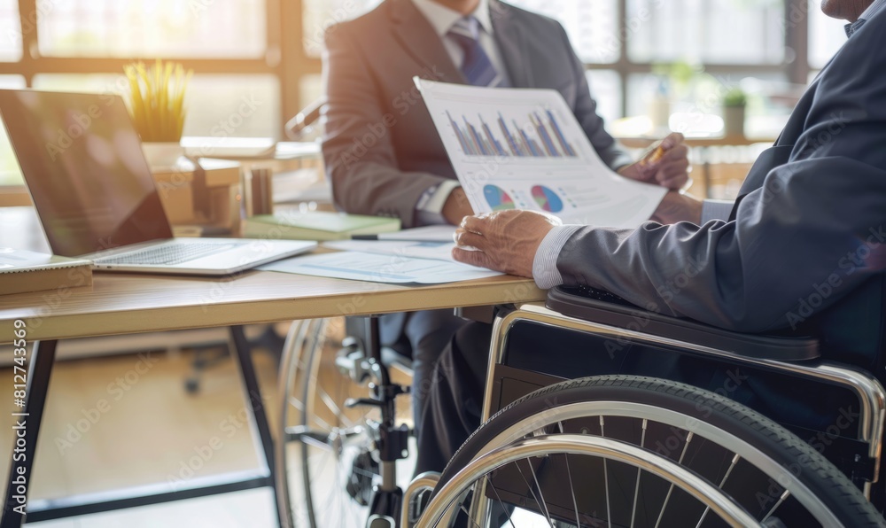 A disabled businessman in a wheelchair, Disability benefits A disabled businessman in a wheelchair, Disability benefits