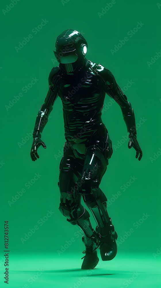 3D illustration of cyberpunk character on green screen. cyborg, humanoid, robot. 3D illustration of cyberpunk character on green screen. cyborg, humanoid, robot.