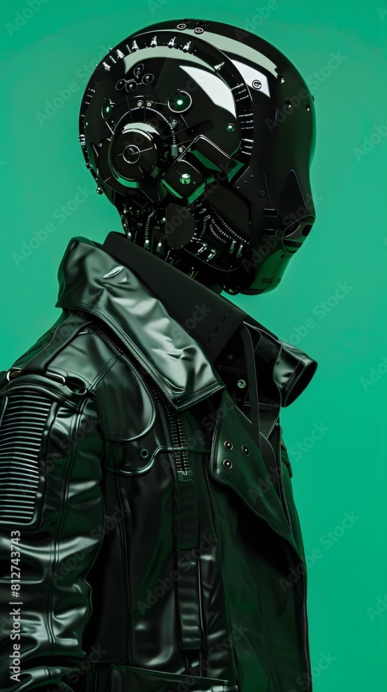 3D illustration of cyberpunk character on green screen. cyborg, humanoid, robot. 3D illustration of cyberpunk character on green screen. cyborg, humanoid, robot.