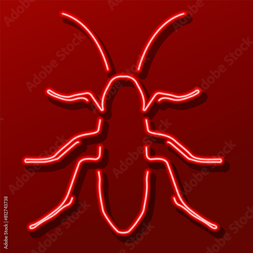 cockroach neon sign, modern glowing banner design, colorful modern design trend. Vector illustration.