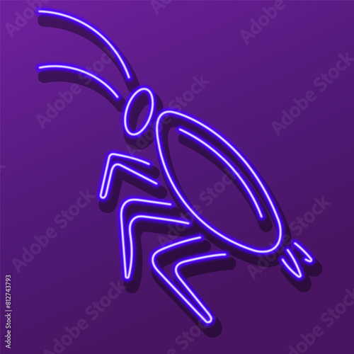 cockroach neon sign, modern glowing banner design, colorful modern design trend. Vector illustration.