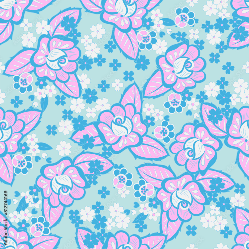 floral vector illustration in damask style. seamless background