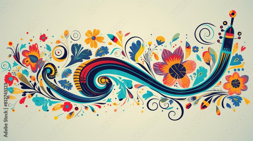 Bohemian music flat design side view folk sounds theme cartoon drawing Tetradic color scheme Bohemian music flat design side view folk sounds theme cartoon drawing Tetradic color scheme