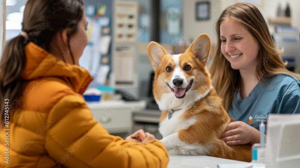 Welcoming Dog at Veterinary Clinic