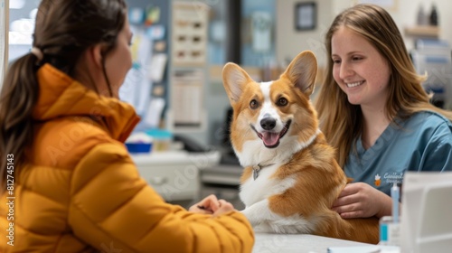 Welcoming Dog at Veterinary Clinic photo