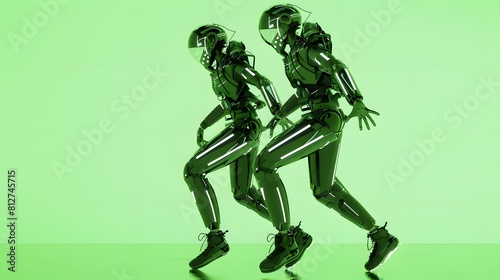 3D illustration of cyberpunk character on green screen. cyborg, humanoid, robot.