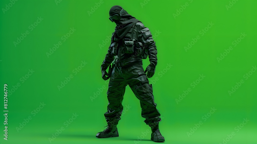 3D illustration of cyberpunk character on green screen. cyborg, humanoid, robot. 3D illustration of cyberpunk character on green screen. cyborg, humanoid, robot.
