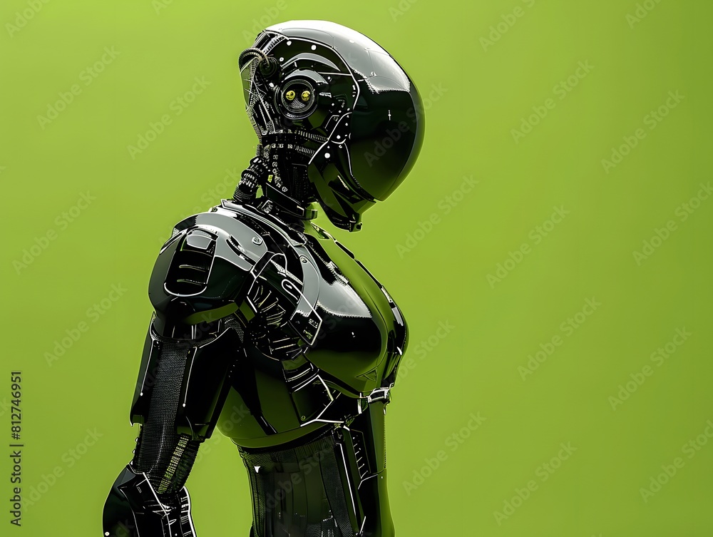 3D illustration of cyberpunk character on green screen. cyborg, humanoid, robot. 3D illustration of cyberpunk character on green screen. cyborg, humanoid, robot.