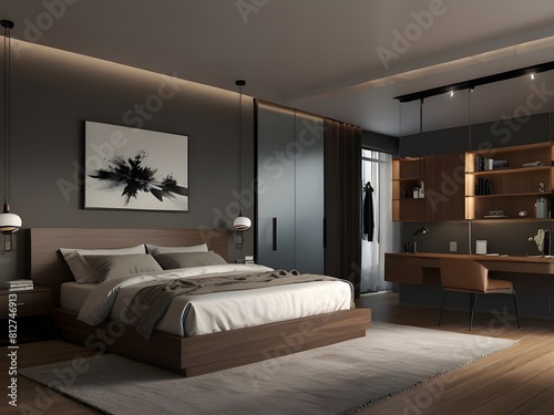different interior design of modern bedroom.  