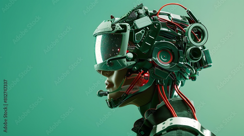 3D illustration of cyberpunk character on green screen. cyborg, humanoid, robot. 3D illustration of cyberpunk character on green screen. cyborg, humanoid, robot.