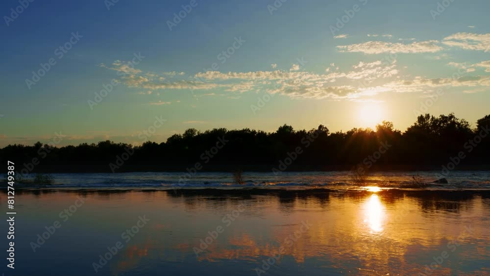 Motionlapse - Spring landscape at dusk on the river. Motionlapse - Spring landscape at dusk on the river.