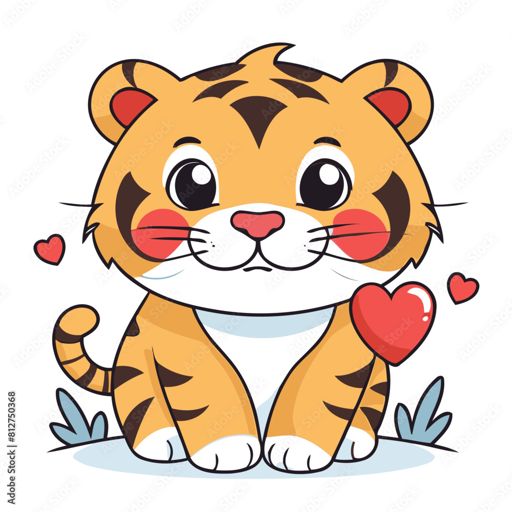 Cute vector illustration of a Tiger for children's bedtime stories