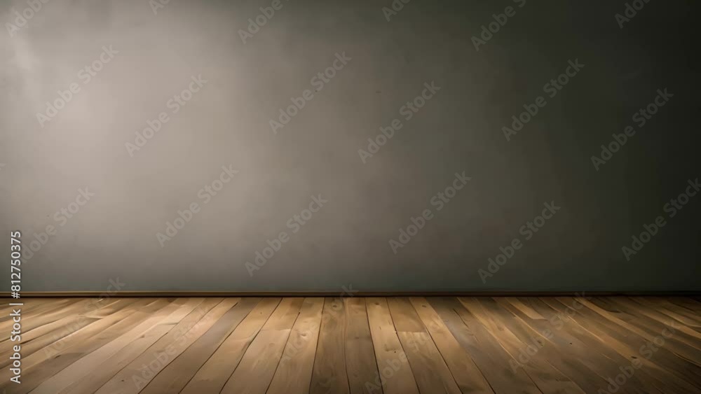 Empty Room With Wooden Floor and Gray Wall Generative AI Empty Room With Wooden Floor and Gray Wall Generative AI