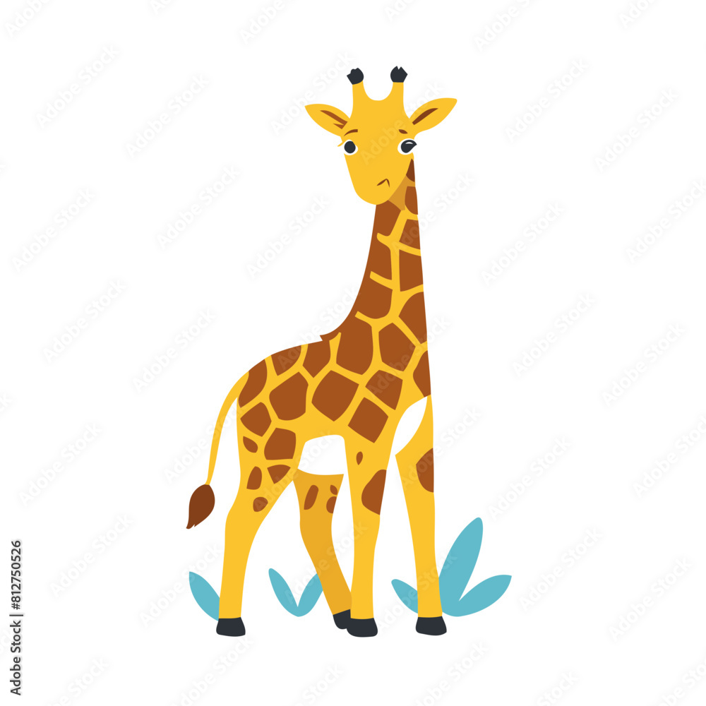 Vector illustration of a cute Giraffe for kids story book Vector illustration of a cute Giraffe for kids story book
