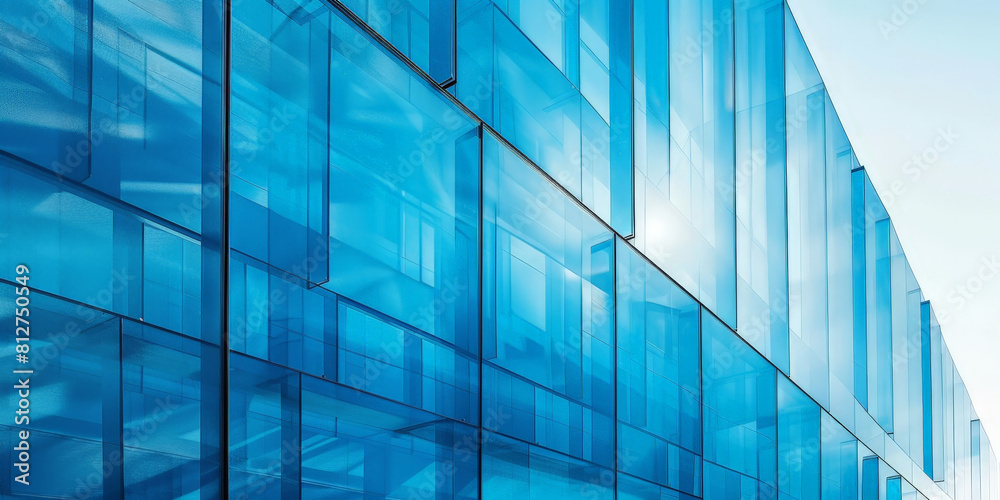blue glass building on blue sky background blue glass building on blue sky background