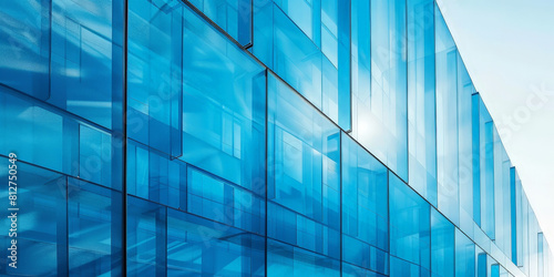 blue glass building on blue sky background