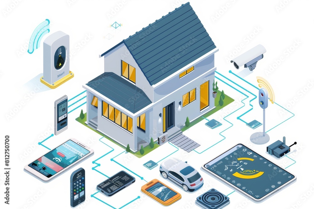 Obraz premium CCTV integration ensures safety and security through comprehensive surveillance systems, managed by devices that oversee urban safety.