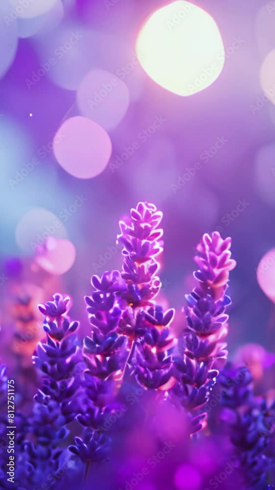 Blooming violet lavender field. Flowers lavender glitter over at sunset. Violet fragrant lavender flowers. Illustration with for perfumery, health products, wedding. Provence, France. 4k Vertical Blooming violet lavender field. Flowers lavender glitter over at sunset. Violet fragrant lavender flowers. Illustration with for perfumery, health products, wedding. Provence, France. 4k Vertical