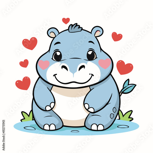 Vector illustration of a sweet Hippo for youngsters' imaginative journeys