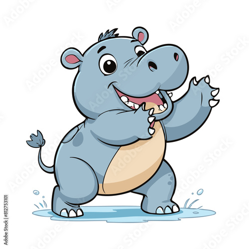Cute vector illustration of a Hippo for youngsters' picture books