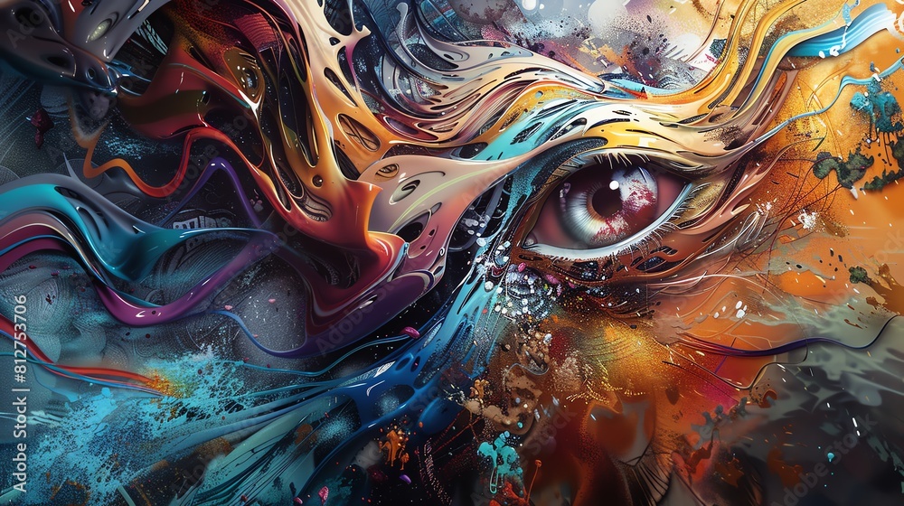 Obraz premium Illustrate the convergence of scientific discoveries and street art in a traditional medium