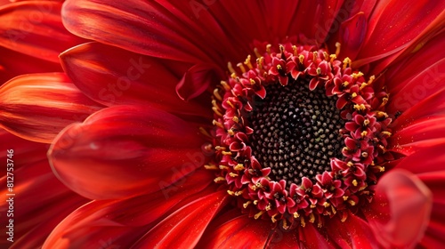 A close-up image of a red gerbera daisy flower